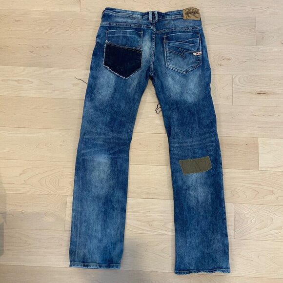 Parasuco Mens Low Rise Relaxed Fit Patchwork Jeans Size 32 Blue Denim WLB-016 - Picture 2 of 16